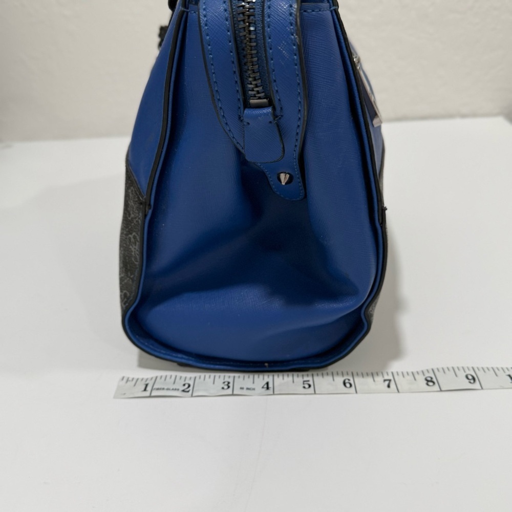 GUESS Hailey Small Satchel in the Indigo Multi Colorway Rocker Glam Modern Edgy - Picture 8 of 9